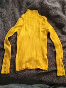 free size Yellow Turtleneck Top body hugging