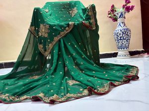 bridal  Green heavy handwork Saree
