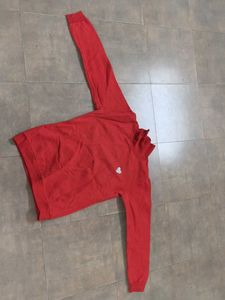 Red Sweatshirt with Heart Detail