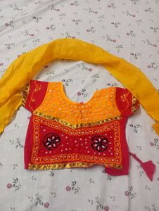 Yellow And Red Colour Radha Rani Dress