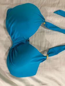Bright Blue Bandeau Bikini Top 34 DD