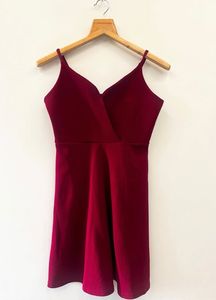 Maroon Spaghetti Strap Mini Dress