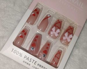 Press-On Nails: Pink Hearts & Bows