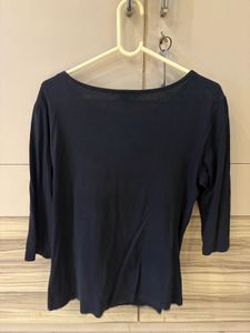 FIG Black Top with Lace Detail – Size L