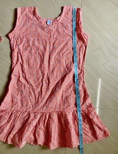 Orange Gingham Ruffle Dress