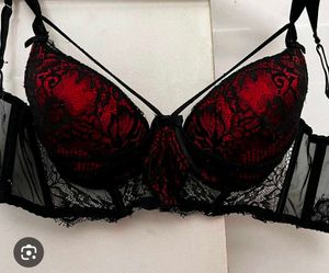 Red & Black Lace Bra