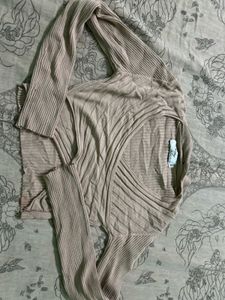 Ribbed Knit Wrap Cardigan