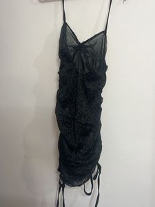 Sparkly Black Ruched Mini Dress 🖤