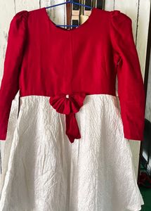 maroon &amp; White Party Dress-Ajio