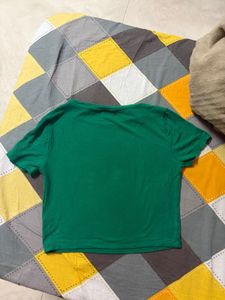 Green Ribbed Cropped Top