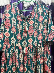 Boho Print Teal ethnic gown