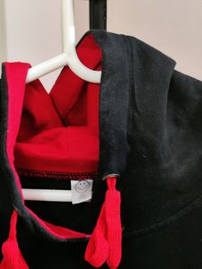 💥BUY1GET1💥 black hooded sweatshirt with red drawstrings