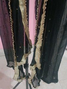 Elegant Black Dupatta with Gold Embellishments