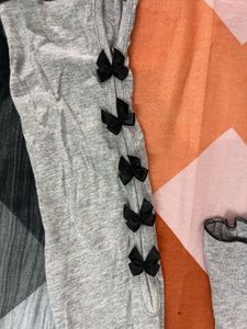 Grey Asymmetrical Long Sleeve Top