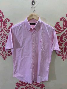 Pink Striped Short Sleeve Button-Up Shirt