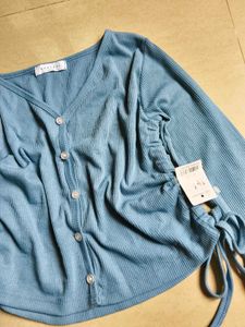 Korean Ruched Long Sleeve Top