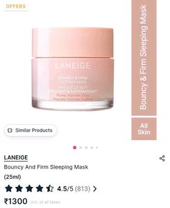 LANEIGE Bouncy&amp;Firm Face Sleeping Mask with Collag