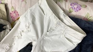 Forever 21 Distressed White Jeans
