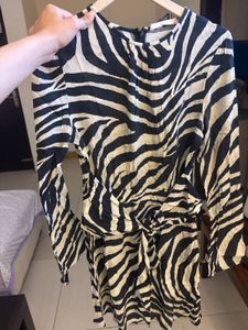 Mango Zebra Print Belted Dress