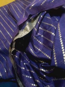 Elegant Purple  5.50 meter material with Gold Stri