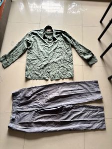 Men's Classic Olive Green Button-Up Shirt and pant