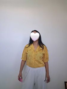 Yellow Floral Print Button-Up Shirt