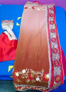 Red Embroidered Complete Saare