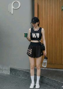 Women's Black Athletic Shorts with top