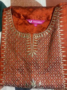 Orange Embroidered Kurta