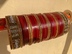 Red &amp; Gold Bridal Chura Set