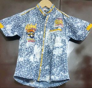 Navy Blue Printed Shirt For Baby Boy 3- 4 Year