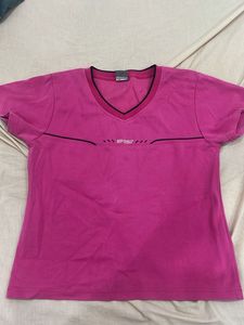 Pink V-Neck Sport Gym T-Shirt