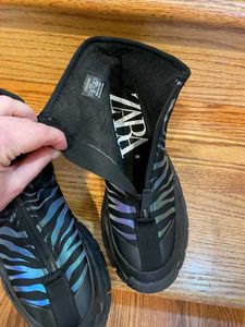 Zara Zebra Print Chunky Boots