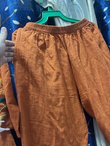 Embroidered Orange Kurta Set
