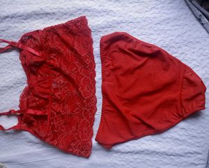 Red Lace Bralette &amp; Panty Set