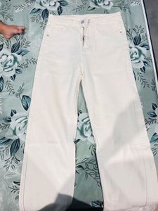 Cream Wide Leg Jeans