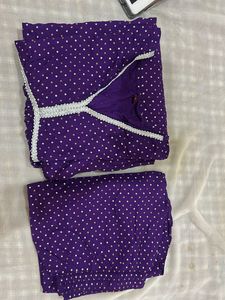 purple bandhani kurta set