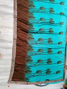 🇳🇿💫🎀Elegant Blue Floral Print Saree