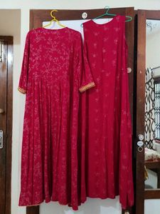 2 pieces Pink Kurta Set with Gold Print