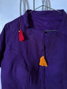 Vibrant Purple Ethnic Padded Blouse with Tassels