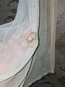 Elegant White Dupatta with Embellishments