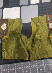 Green Floral Embroidered Saree