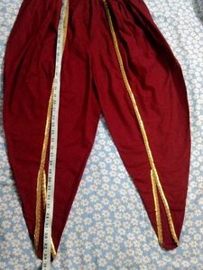 Maroon Dhoti Pants with golden lace