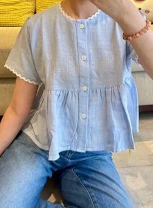 Light Blue Peplum Top