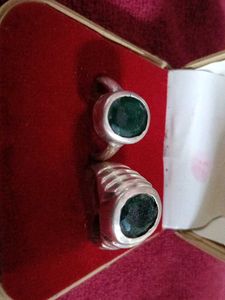 pure silver couple Emerald Rings Set