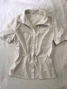 Classic Ruffled Button-Up Blouse