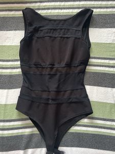 Sleek Black Sleeveless Bodysuit