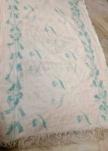 White Dupatta with Floral Print