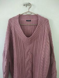 V Neck Pink Jumper