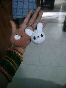Crochet Bunny & Bear Keychains